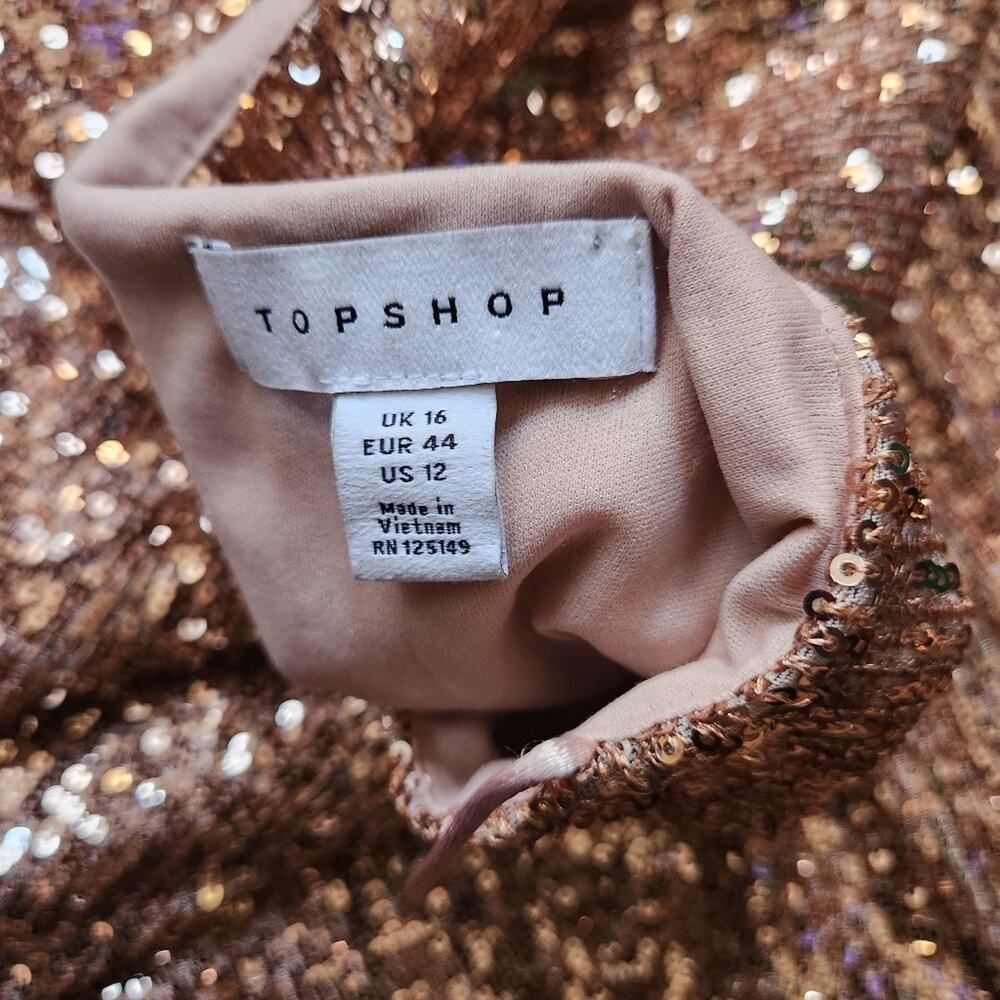 Topshop gold sequin bodycon dress size 12 - Picture 4 of 5